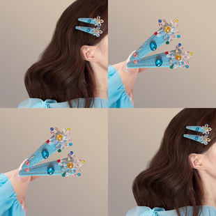 韩系蓝色碎发夹女2025新款高端侧边刘海夹简约bb牛仔夹子发卡头饰