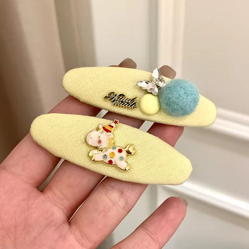 可爱黄马水钻刘海BB夹