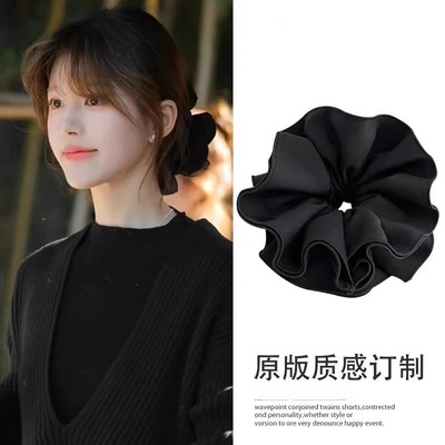 赵露思同款双层黑色大肠发圈女秋冬高级感头绳丸子头盘发头饰发绳