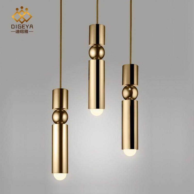 北欧简约loft餐厅吧台橱窗个性单头吊灯 卧室床头艺术黄铜小吊灯