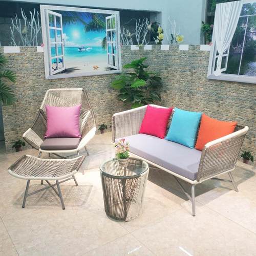 藤椅三件套铁艺户外藤椅藤编茶几组合 休闲庭院阳台简易沙发定 制