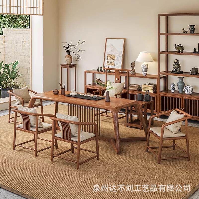 新中式全实木罗汉床茶桌椅组合现代简约泡茶台原木禅意茶室办公室