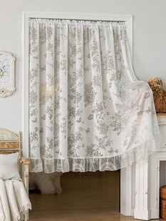 法式覆古蕾丝窗帘隐私免打孔纱帘透光不透人梦幻卧室飘窗门帘半帘