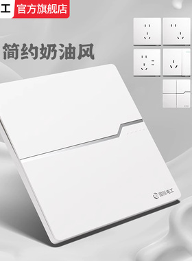 国际电工家用哑光磨砂面板白色超薄暗装墙壁开关插座双开单开双控
