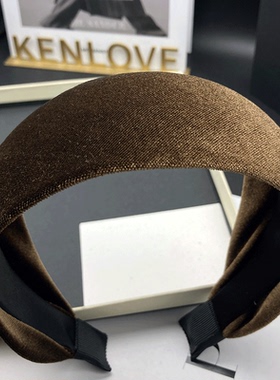 Kenlove高定植绒发卡发箍女2025秋冬新款外出时尚宽边压发头箍