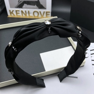 Kenlove/黑色缝钻发卡发箍女公主风高颅顶气质头饰压发洗脸头箍
