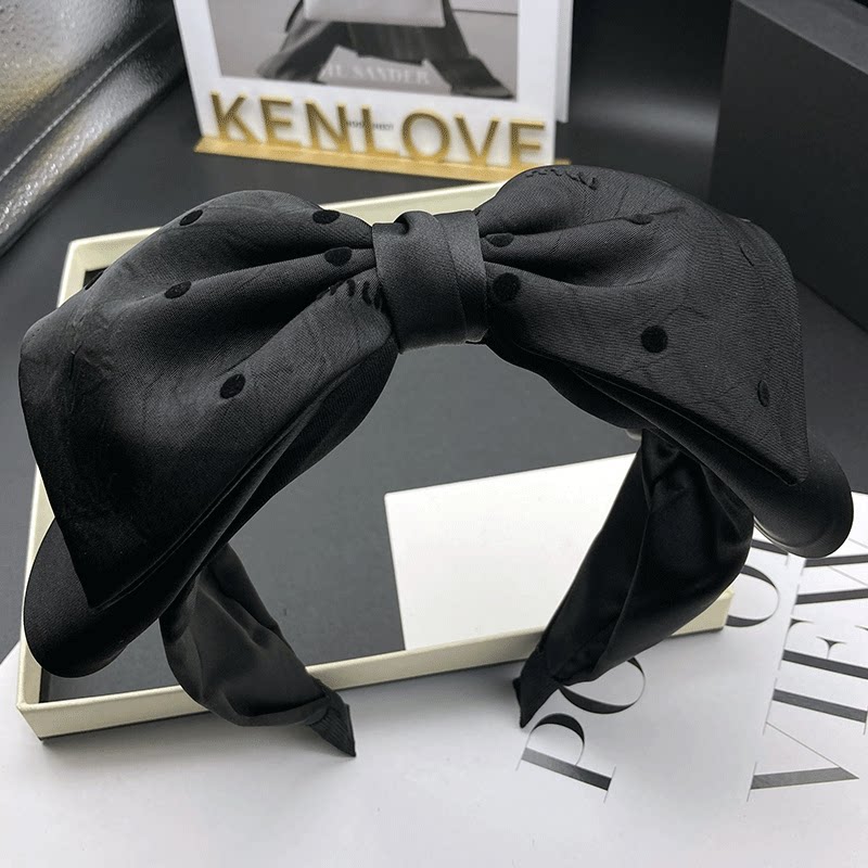 Kenlove黑色圆点大蝴蝶结发卡发箍女日常逛街成人压发洗脸头箍