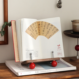 2026故宫敦煌日历支架胡桃木实木质台历展示CD收纳整理架阅读书架