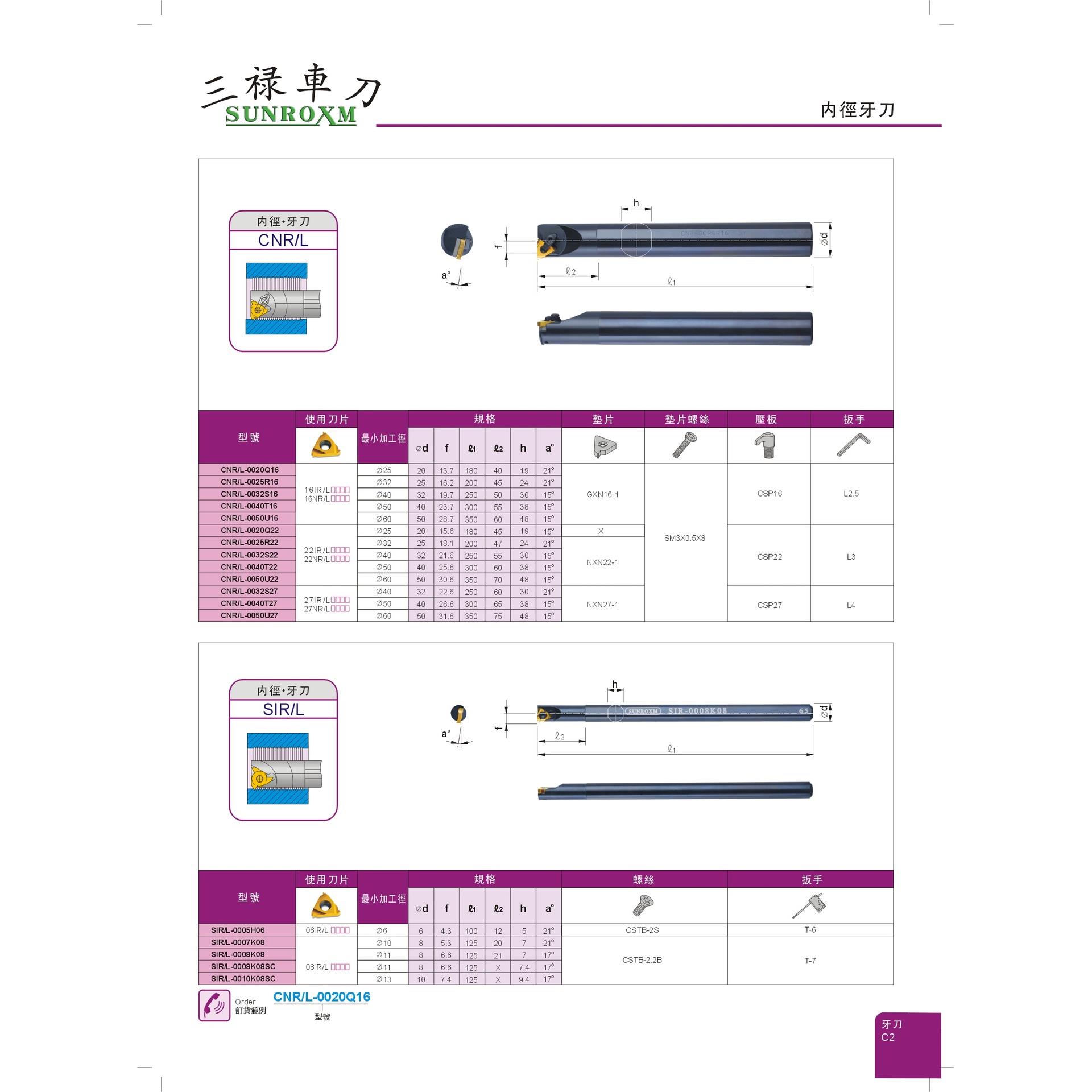 台湾三禄外径螺纹车刀杆，内径螺纹车刀杆CNR0020/SIR0005H06