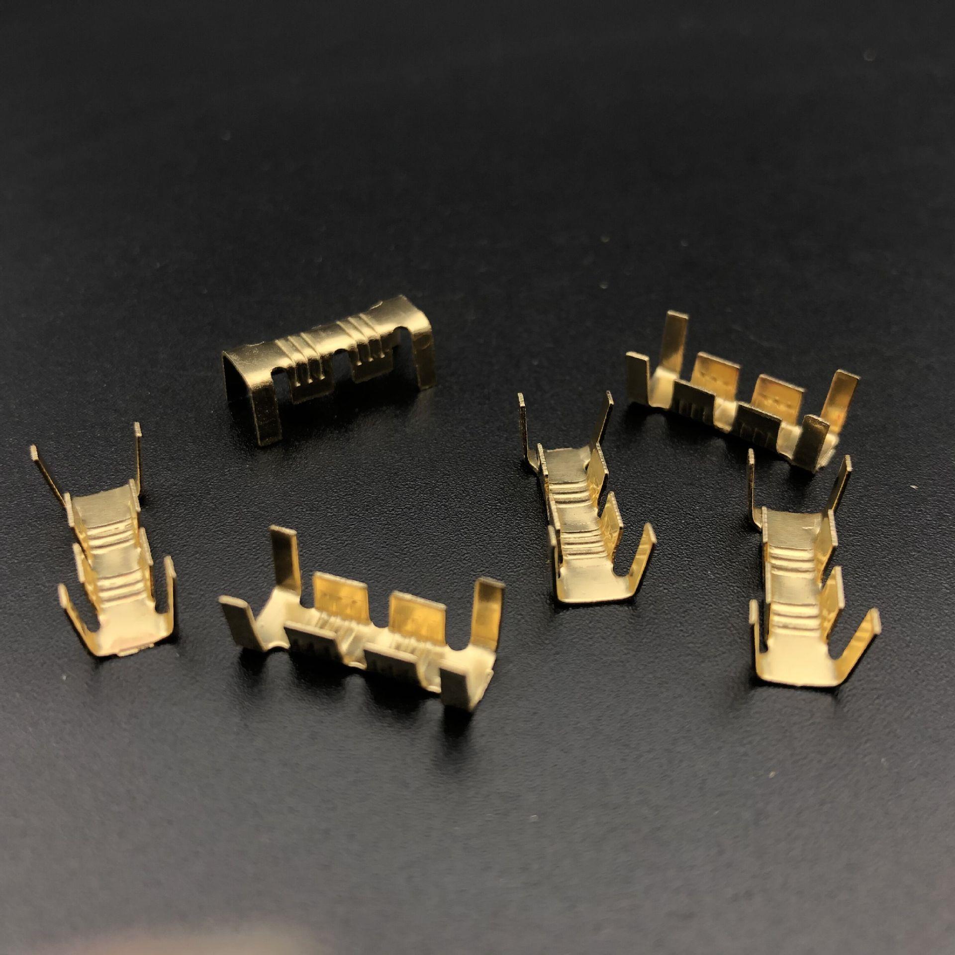 压线扣对接端子 铜线扣2.5压线脚快速连接端头U型C形插簧冷压端子