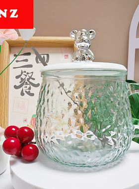 3公司年会竹节杯礼品水杯家用玻璃杯高颜值皮套隔热吸管杯子定制