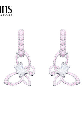 SUNS蝴蝶系列925银镶钻粉色耳饰