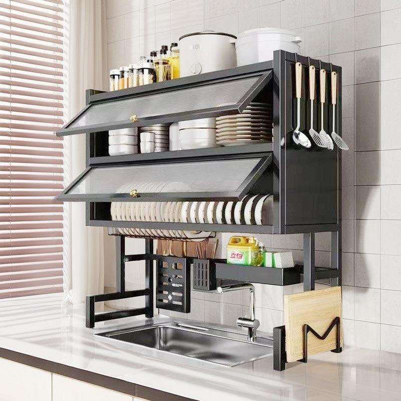 厨房水槽置物架洗碗槽水池台面防尘碗柜收纳多功能餐具储物沥水架