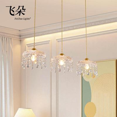 法式轻奢水晶餐厅吊灯2025新款美式复古宫廷风长方形餐桌灯具