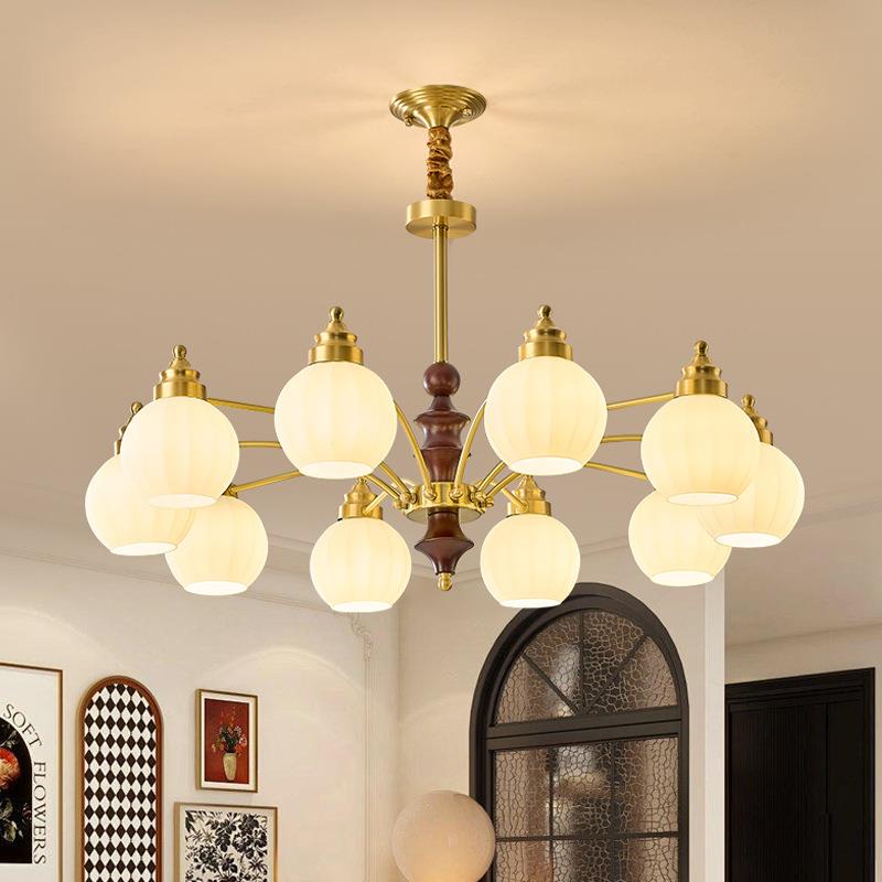 法式中古客厅吊灯宋代美学餐厅灯美式南洋风复古主卧灯大厅灯具