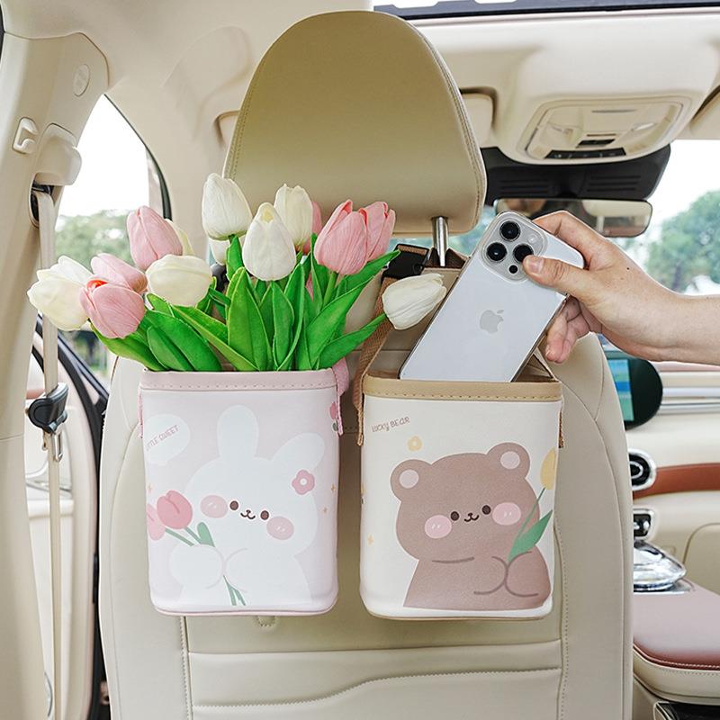 车载垃圾桶挂式汽车内用垃圾袋可爱后排椅背车上雨伞收纳桶女