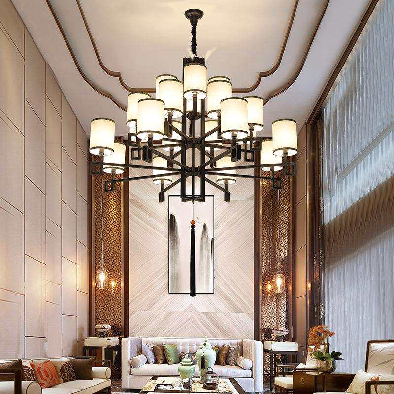 新中式大吊灯客厅别墅复式楼大厅酒店大堂茶楼圆形高艺术大型灯具