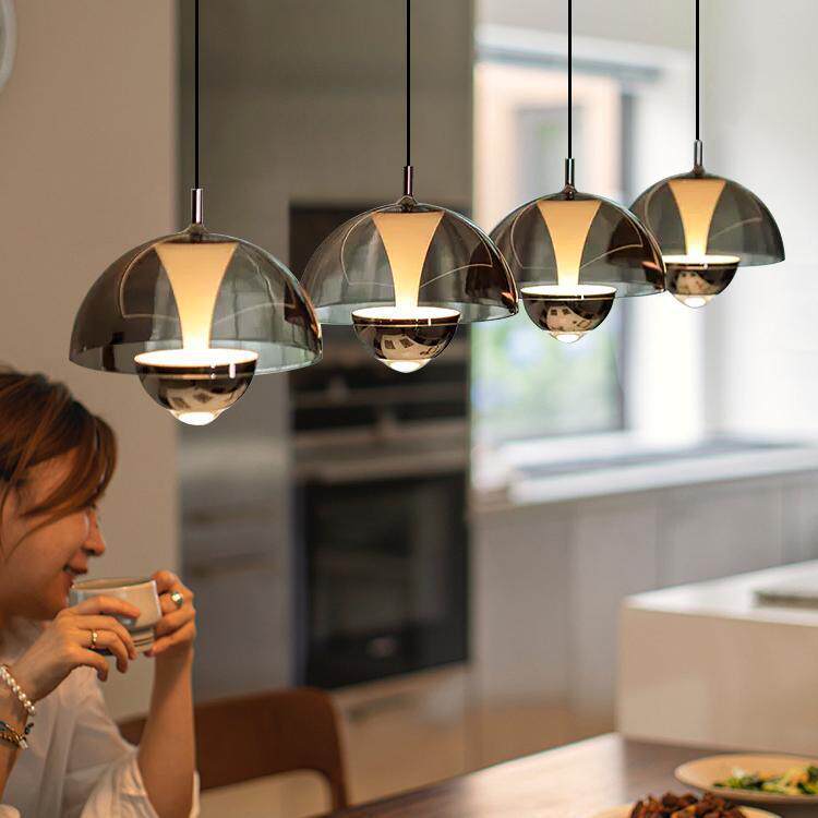 【伴月吊灯】意式轻奢直排餐厅吊灯三头饭厅灯一字长条吧台吊线灯