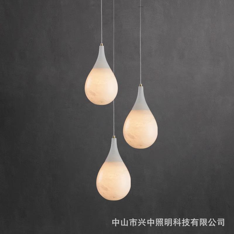 全铜天然进口云石餐厅吧台卧室床头小吊灯现代新中式简约别墅客房