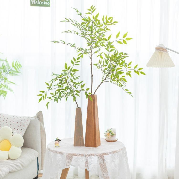 高级绿植叶子仿真南天竹盆栽轻奢造景玄关室内客厅装饰摆件