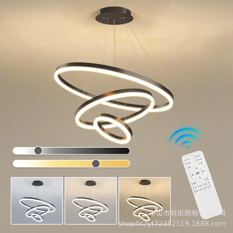 客厅吊灯现代简约大气复式楼大吊灯楼梯灯圆环轻奢挑高楼中楼吊灯