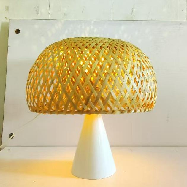 竹编灯罩餐厅竹灯笼复古卧室竹编小夜灯日式榻榻米装饰竹艺台灯