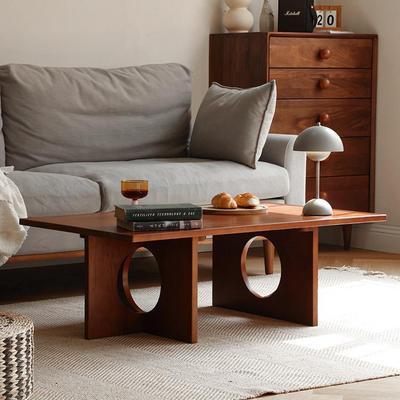 北美樱桃木实木原木茶几边几厚板桌柚木色小户型家