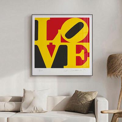 罗伯特印第安纳LOVE蓝绿时尚高级客厅装饰画卧室床头画电表箱画