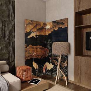 屏风隔断客厅可移动折叠现代简约入户遮挡办公室装饰仙鹤双面折屏