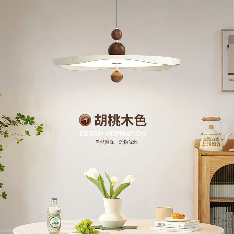 餐厅吊灯复古美式胡桃木色简约现代全光谱护眼创意个性餐桌饭厅灯