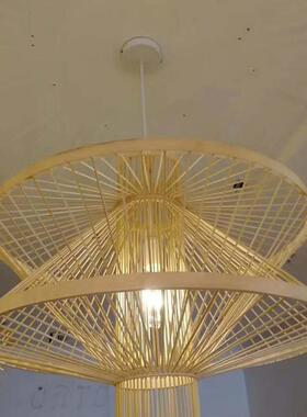 中式创意灯笼饭店餐厅灯榻榻米竹艺竹编灯笼田园风格竹藤竹篾吊灯