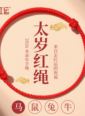本命年红绳手链红手绳男女款红色细小脚链编织绳属马的吉祥佩戴物