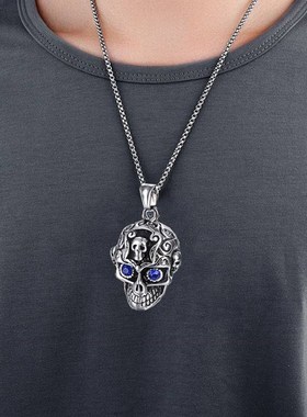 极速-Halloween Skull Titanium MaBtching Chain Necklace Jewel