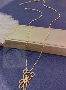 极速-INS titanium nsteel bear long necklace cute temperament