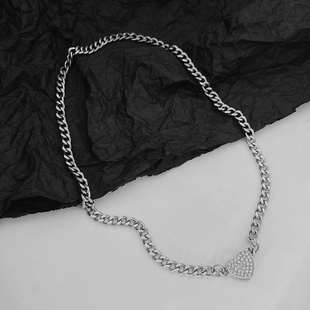 极速High-qualijty magnet zircon metal love necklace men and