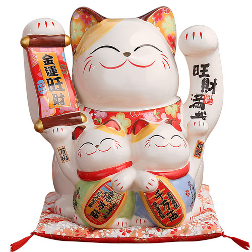 极速金石工坊招财猫摆件陶瓷存储钱D罐店铺开业礼品发财猫创意家
