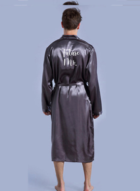 极速Groom Robe Emulation Silk SBoft Home Bathrobe Nightgown
