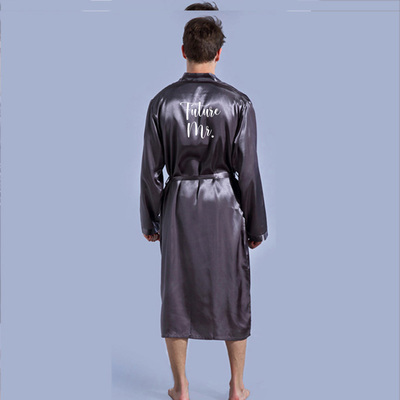 极速Groom Robe Emulation Silk SBoft Home Bathrobe Nightgown