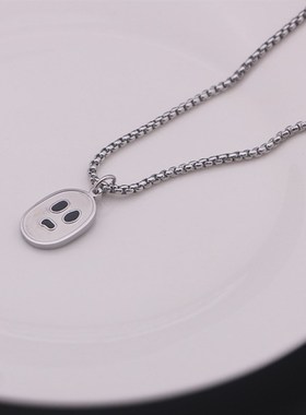 极速Frigid wind ghost fsace titanium steel necklace ins hip-