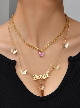 极速Necklace Personality alphabeEt pendant alloy Set 时尚合