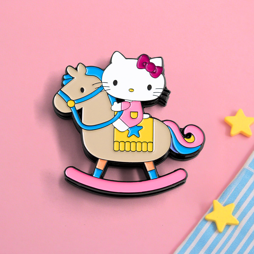 hellokitty猫骑木马创意冰箱贴卡通形象设计双层金属挂饰磁吸挂饰