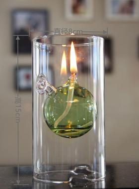 创意玻璃~圆柱形油灯~浪漫温馨~朋友聚会~家庭聚会~家居摆件