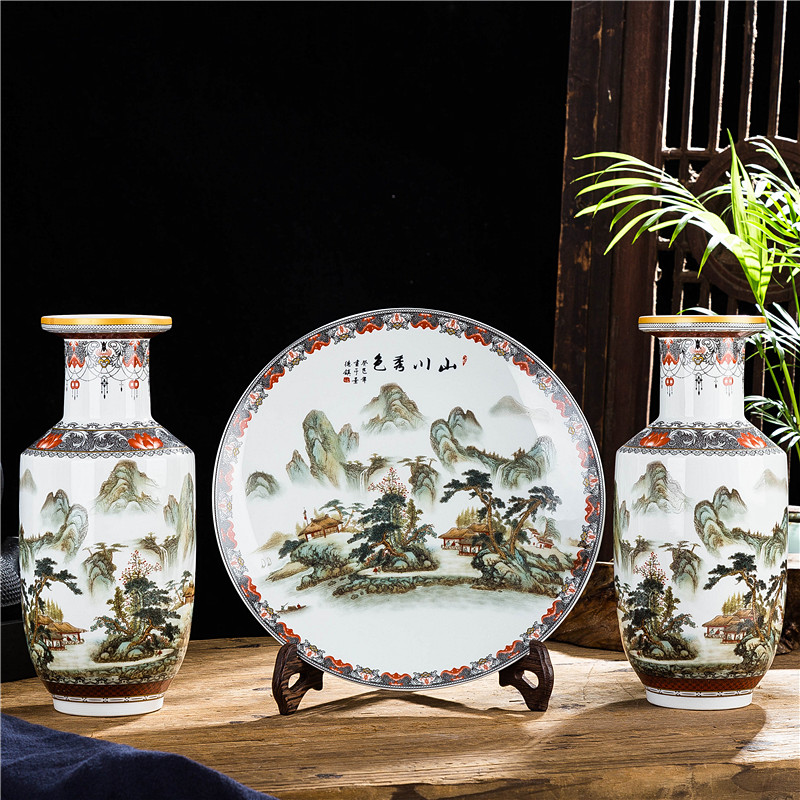 博古架陶瓷摆件景德镇瓷器花瓶酒柜客厅插花家居装饰工艺品小摆设