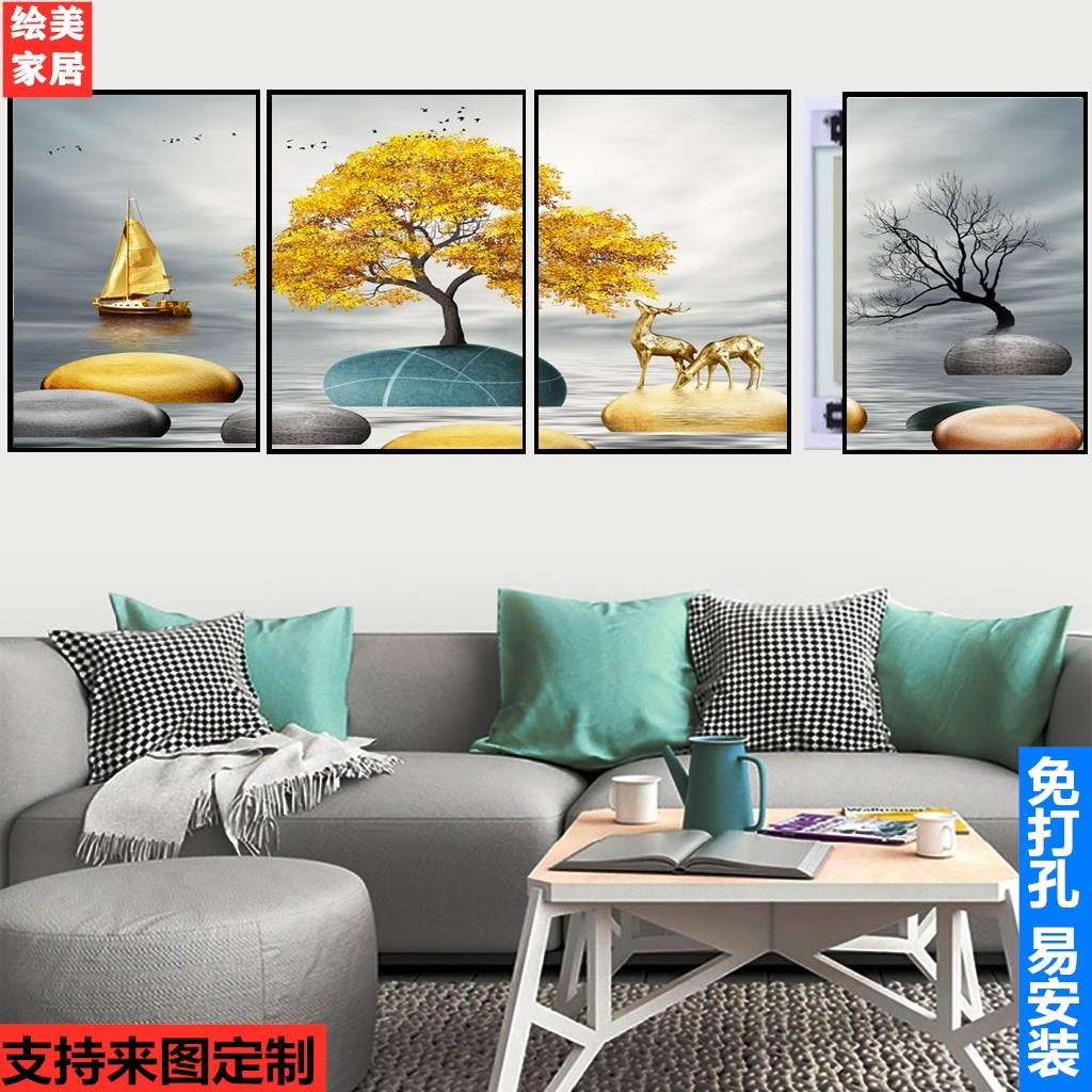 电表箱四联装饰画四联画推拉遮挡壁画客厅沙发背景墙挂画北欧简约图片