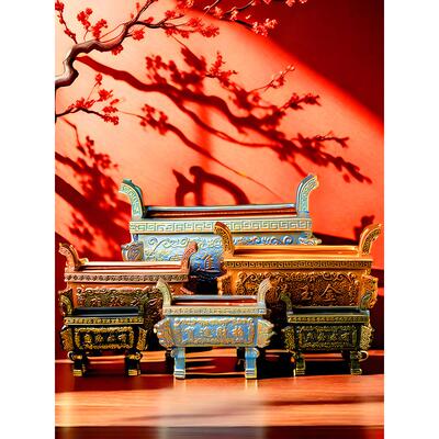 陶瓷有求必应方鼎香炉彷古铜四足长方形家用招财大号供奉插香香炉