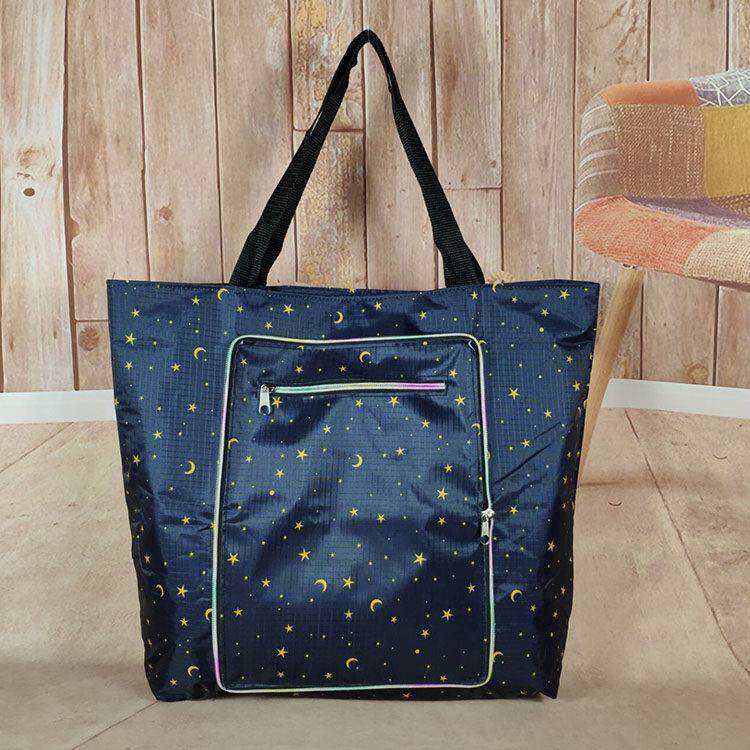 拉链有里布单肩袋折叠环保购物袋加厚防水外出放衣服旅行包妈咪袋