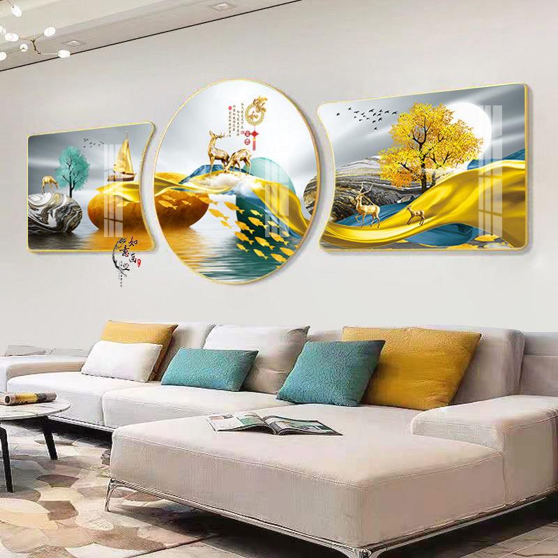 斯堪的纳维亚抽象客厅装饰画现代简单的新圆形壁画可达豪华优雅的图片