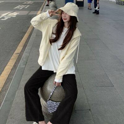 极速HOUZHOU Beige Coprduroy Vintage Wide Leg Pants Women Kor