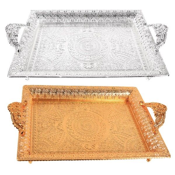 极速Metal Serving Tray, Displyay Tray Dishes Platter Fruit P