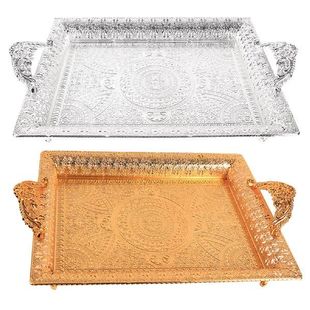 极速Metal Serving Tray, Displyay Tray Dishes Platter Fruit P